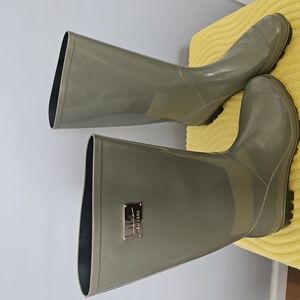 Olive green rain boots